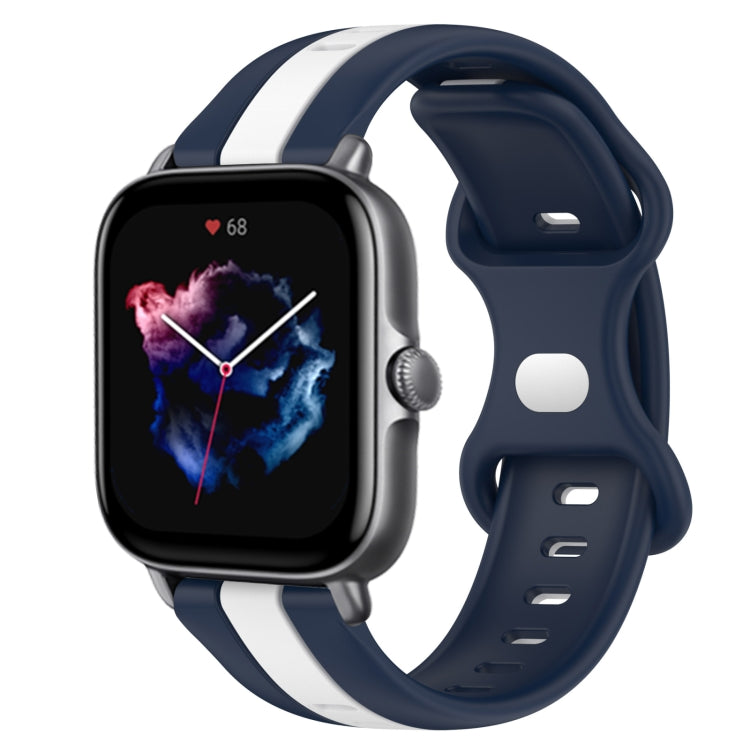 20mm Butterfly Buckle Two-Color Silicone Watch Band, For Amazfit GTS 4, For Amazfit GTS 3