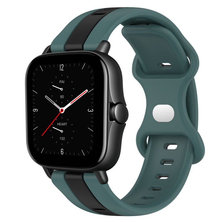 20mm Butterfly Buckle Two-Color Silicone Watch Band, For Amazfit GTS 2E, For Amazfit GTS 2 Mini