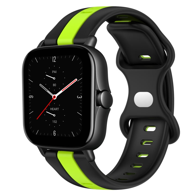 20mm Butterfly Buckle Two-Color Silicone Watch Band, For Amazfit GTS 2E, For Amazfit GTS 2 Mini