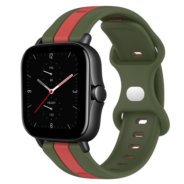 20mm Butterfly Buckle Two-Color Silicone Watch Band, For Amazfit GTS 2E, For Amazfit GTS 2 Mini