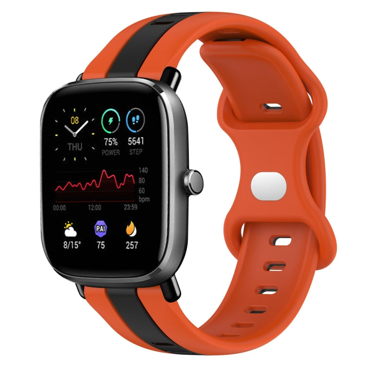 20mm Butterfly Buckle Two-Color Silicone Watch Band, For Amazfit GTS 2E, For Amazfit GTS 2 Mini