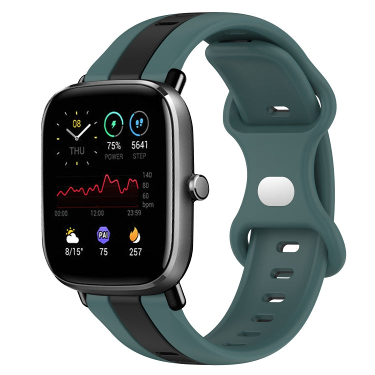 20mm Butterfly Buckle Two-Color Silicone Watch Band, For Amazfit GTS 2E, For Amazfit GTS 2 Mini