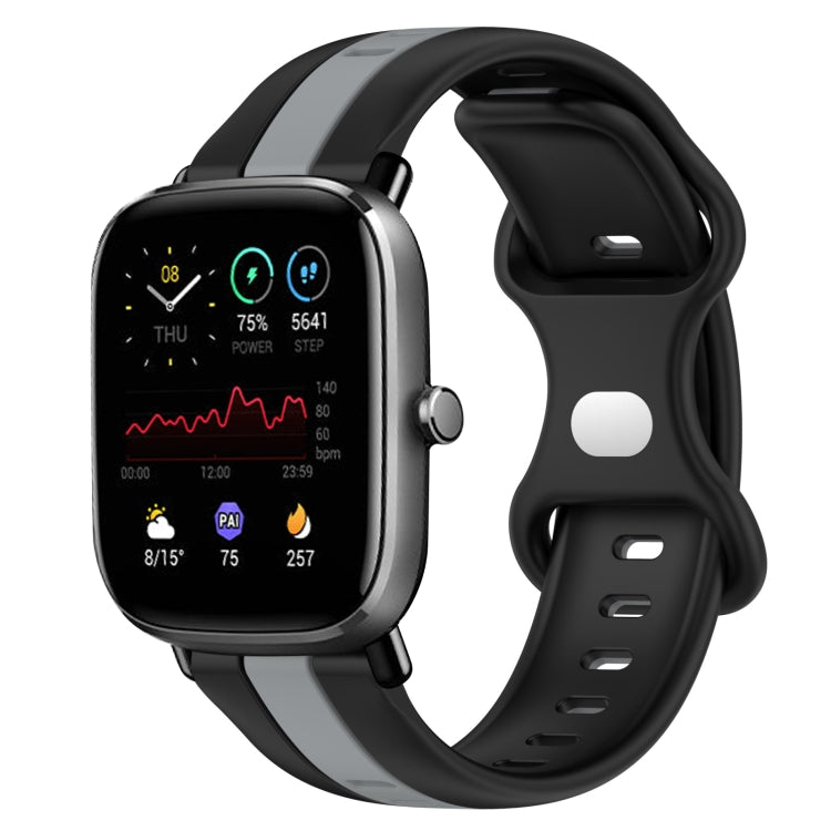 20mm Butterfly Buckle Two-Color Silicone Watch Band, For Amazfit GTS 2E, For Amazfit GTS 2 Mini
