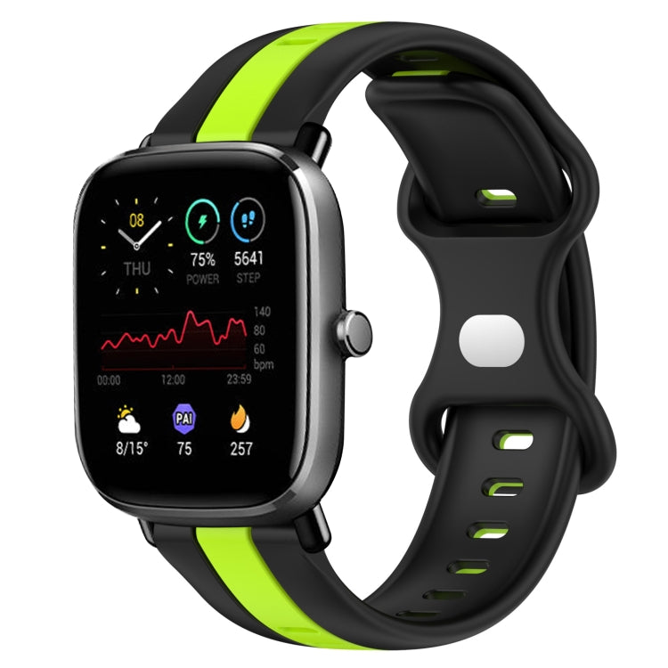 20mm Butterfly Buckle Two-Color Silicone Watch Band, For Amazfit GTS 2E, For Amazfit GTS 2 Mini