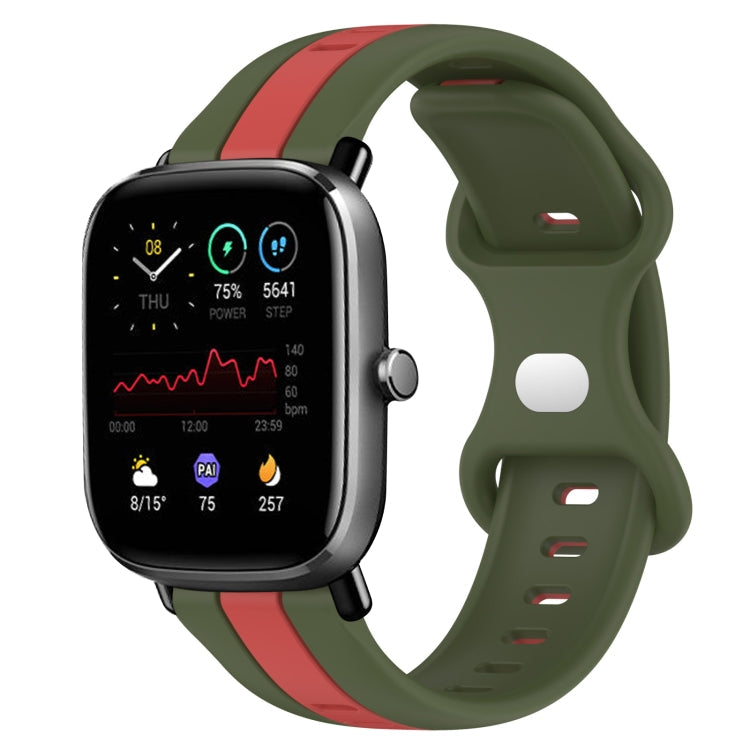20mm Butterfly Buckle Two-Color Silicone Watch Band, For Amazfit GTS 2E, For Amazfit GTS 2 Mini
