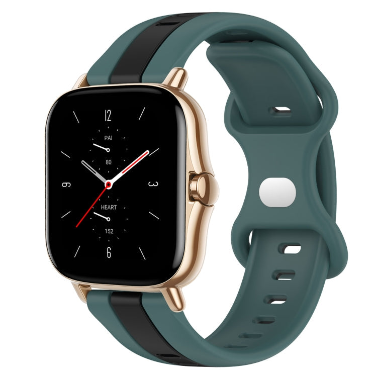 20mm Butterfly Buckle Two-Color Silicone Watch Band, For Amazfit GTS 2, For Amazfit GTS