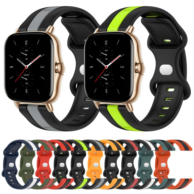 20mm Butterfly Buckle Two-Color Silicone Watch Band, For Amazfit GTS 2, For Amazfit GTS