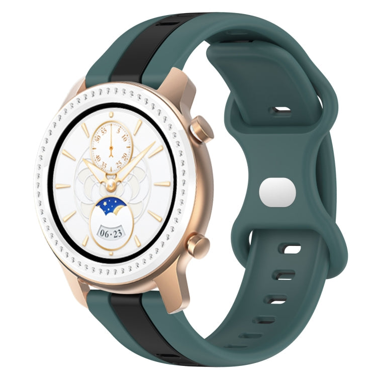 20mm Butterfly Buckle Two-Color Silicone Watch Band, For Amazfit GTR 42mm, For Amazfit Pop Pro