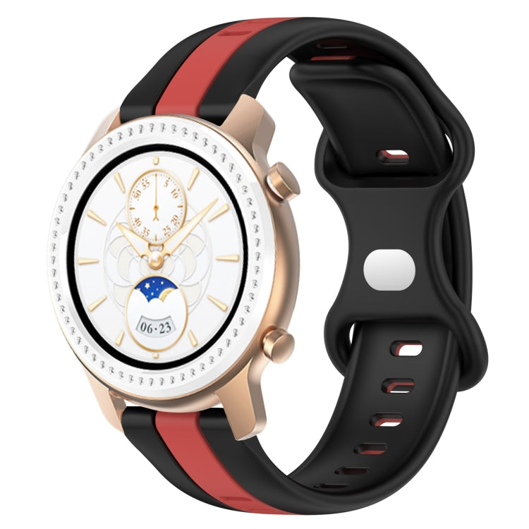 20mm Butterfly Buckle Two-Color Silicone Watch Band, For Amazfit GTR 42mm, For Amazfit Pop Pro