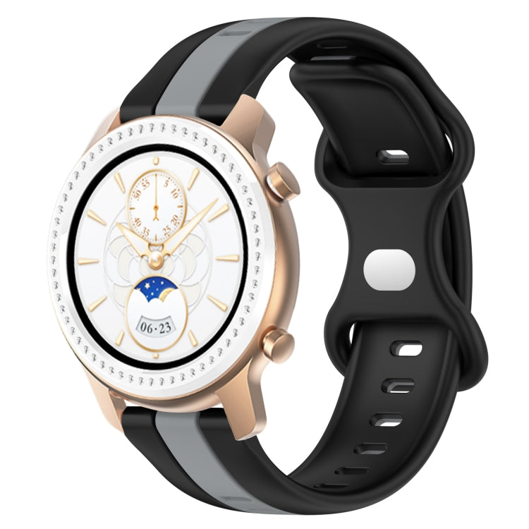 20mm Butterfly Buckle Two-Color Silicone Watch Band, For Amazfit GTR 42mm, For Amazfit Pop Pro
