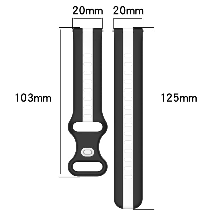 20mm Butterfly Buckle Two-Color Silicone Watch Band, For Amazfit GTR 42mm, For Amazfit Pop Pro