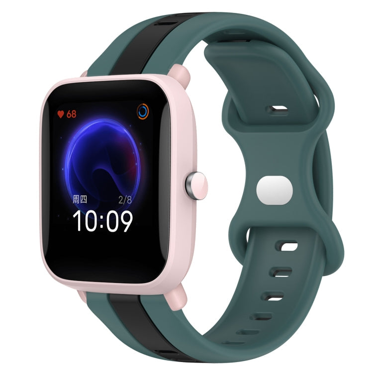 20mm Butterfly Buckle Two-Color Silicone Watch Band, For Amazfit Pop
