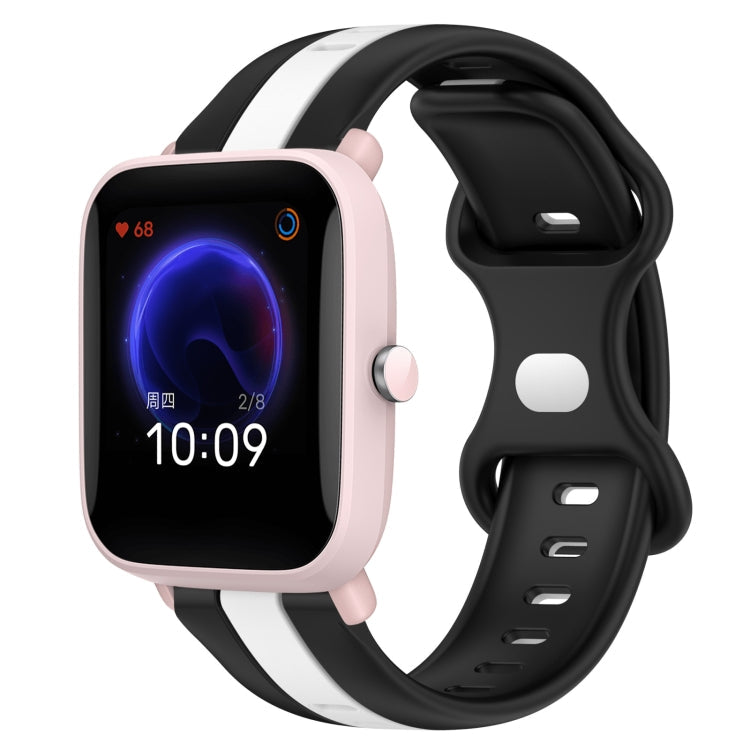 20mm Butterfly Buckle Two-Color Silicone Watch Band, For Amazfit Pop