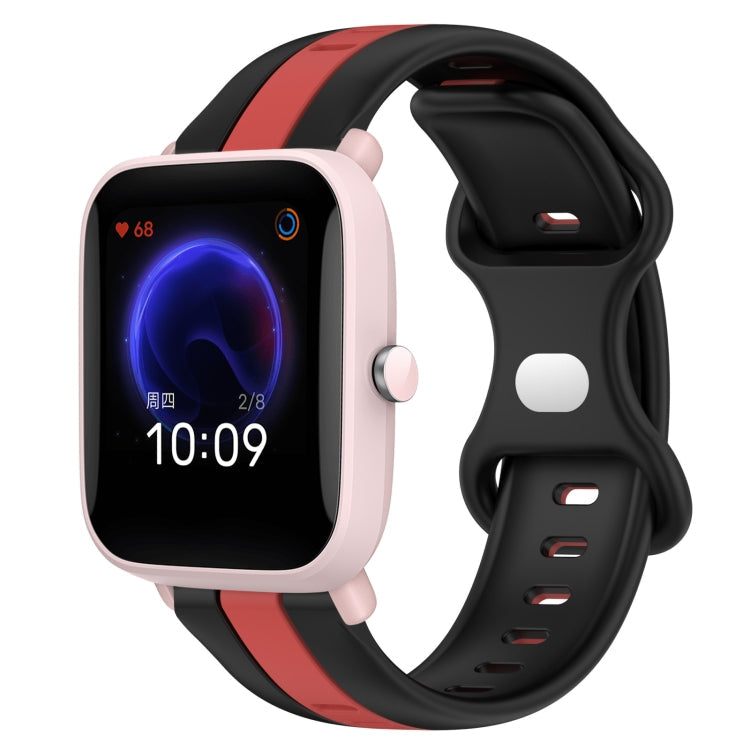 20mm Butterfly Buckle Two-Color Silicone Watch Band, For Amazfit Pop