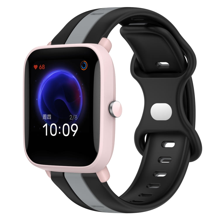20mm Butterfly Buckle Two-Color Silicone Watch Band, For Amazfit Pop