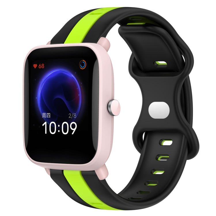 20mm Butterfly Buckle Two-Color Silicone Watch Band, For Amazfit Pop