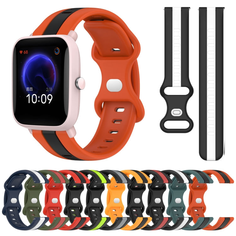 20mm Butterfly Buckle Two-Color Silicone Watch Band, For Amazfit Pop