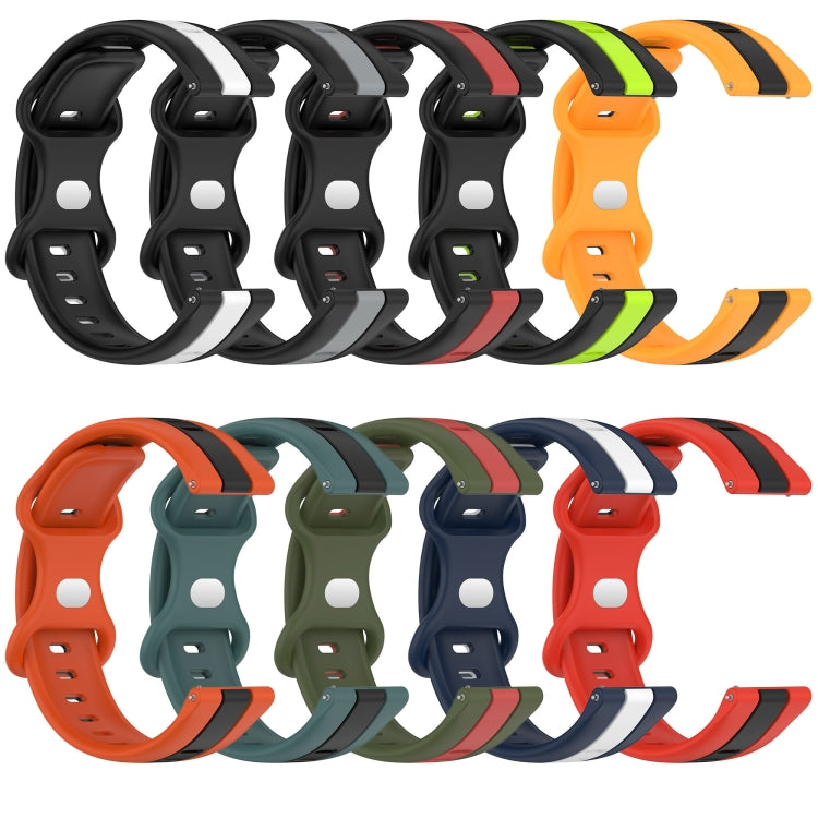 20mm Butterfly Buckle Two-Color Silicone Watch Band, For Amazfit Pop