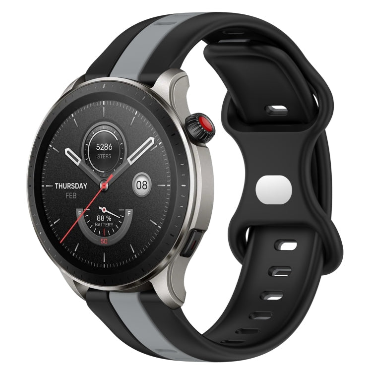 22mm Butterfly Buckle Two-Color Silicone Watch Band, For Amazfit GTR 4, For Amazfit GTR 3