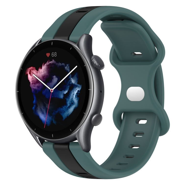 22mm Butterfly Buckle Two-Color Silicone Watch Band, For Amazfit GTR 3 Pro, For Amazfit GTR 2e