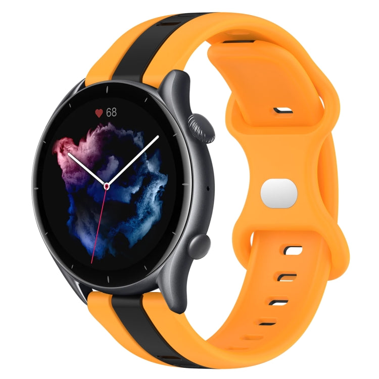 22mm Butterfly Buckle Two-Color Silicone Watch Band, For Amazfit GTR 3 Pro, For Amazfit GTR 2e