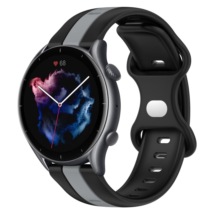 22mm Butterfly Buckle Two-Color Silicone Watch Band, For Amazfit GTR 3 Pro, For Amazfit GTR 2e