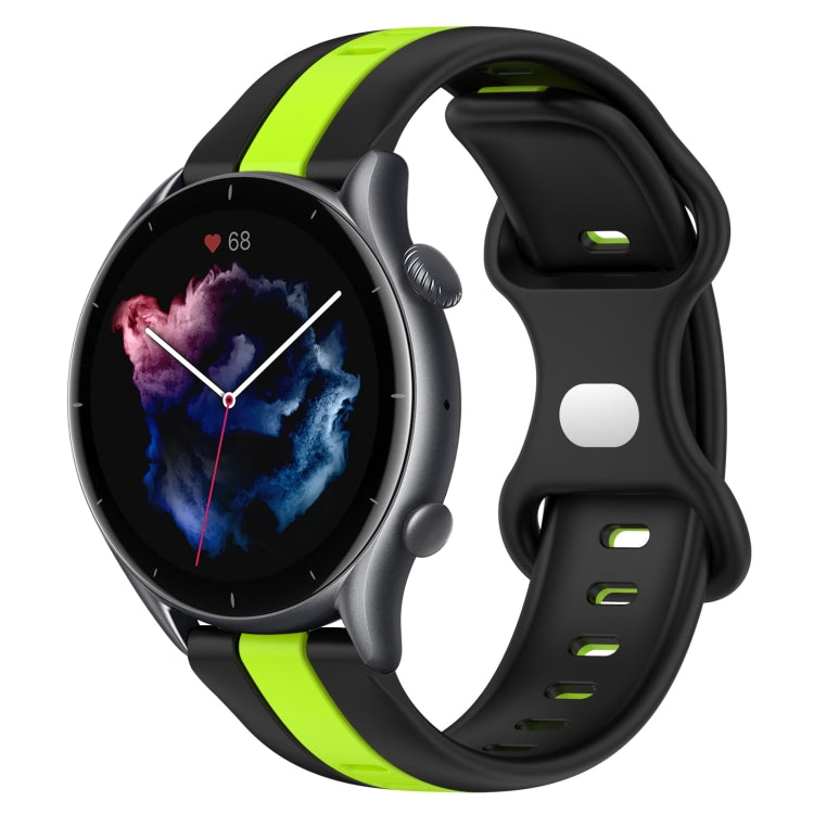 22mm Butterfly Buckle Two-Color Silicone Watch Band, For Amazfit GTR 3 Pro, For Amazfit GTR 2e