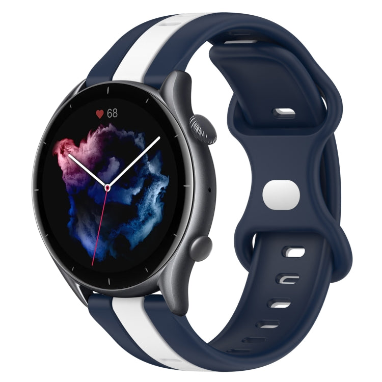 22mm Butterfly Buckle Two-Color Silicone Watch Band, For Amazfit GTR 3 Pro, For Amazfit GTR 2e