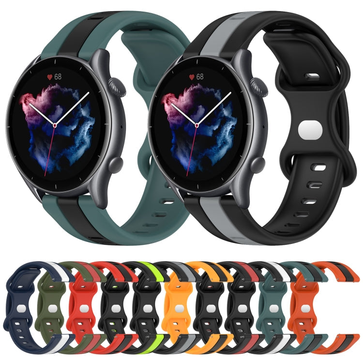 22mm Butterfly Buckle Two-Color Silicone Watch Band, For Amazfit GTR 3 Pro, For Amazfit GTR 2e