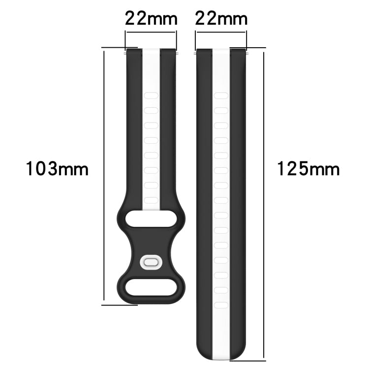 22mm Butterfly Buckle Two-Color Silicone Watch Band, For Amazfit GTR 3 Pro, For Amazfit GTR 2e