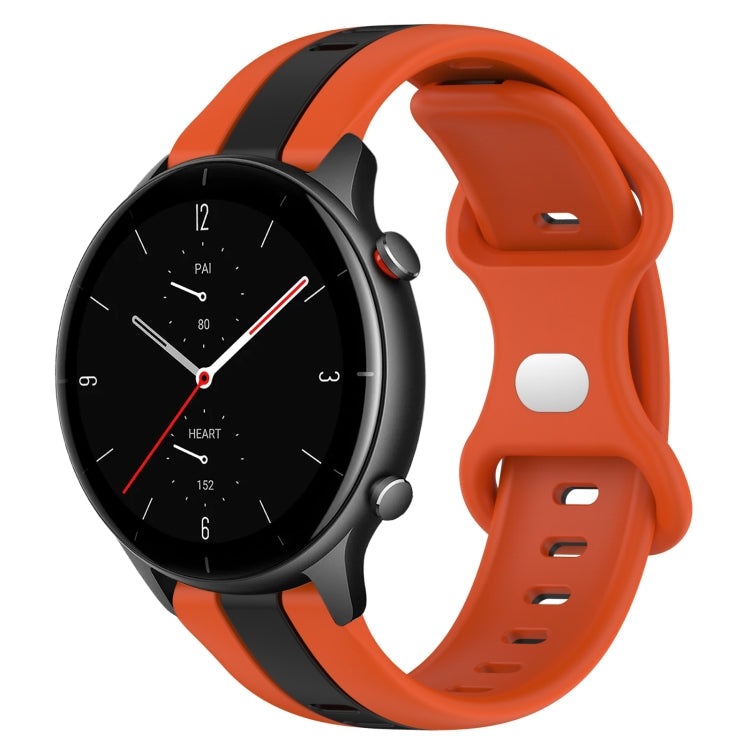 22mm Butterfly Buckle Two-Color Silicone Watch Band, For Amazfit GTR 3 Pro, For Amazfit GTR 2e