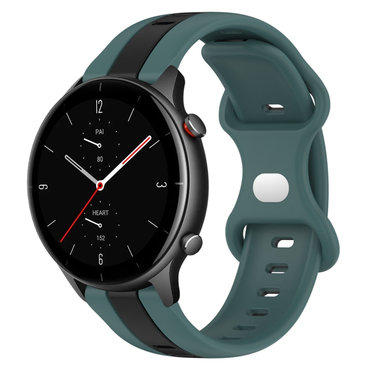 22mm Butterfly Buckle Two-Color Silicone Watch Band, For Amazfit GTR 3 Pro, For Amazfit GTR 2e