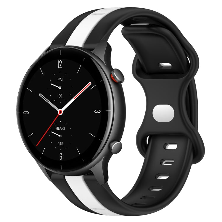 22mm Butterfly Buckle Two-Color Silicone Watch Band, For Amazfit GTR 3 Pro, For Amazfit GTR 2e