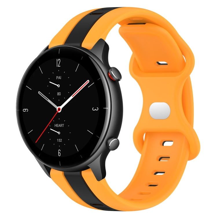 22mm Butterfly Buckle Two-Color Silicone Watch Band, For Amazfit GTR 3 Pro, For Amazfit GTR 2e