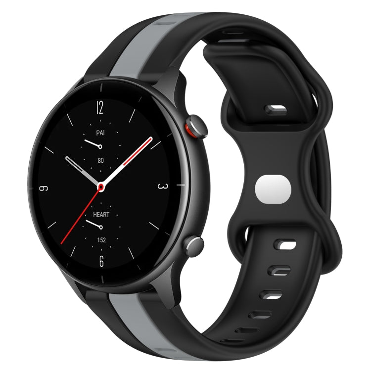 22mm Butterfly Buckle Two-Color Silicone Watch Band, For Amazfit GTR 3 Pro, For Amazfit GTR 2e