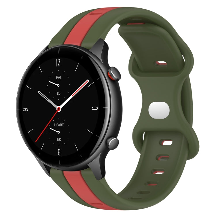 22mm Butterfly Buckle Two-Color Silicone Watch Band, For Amazfit GTR 3 Pro, For Amazfit GTR 2e