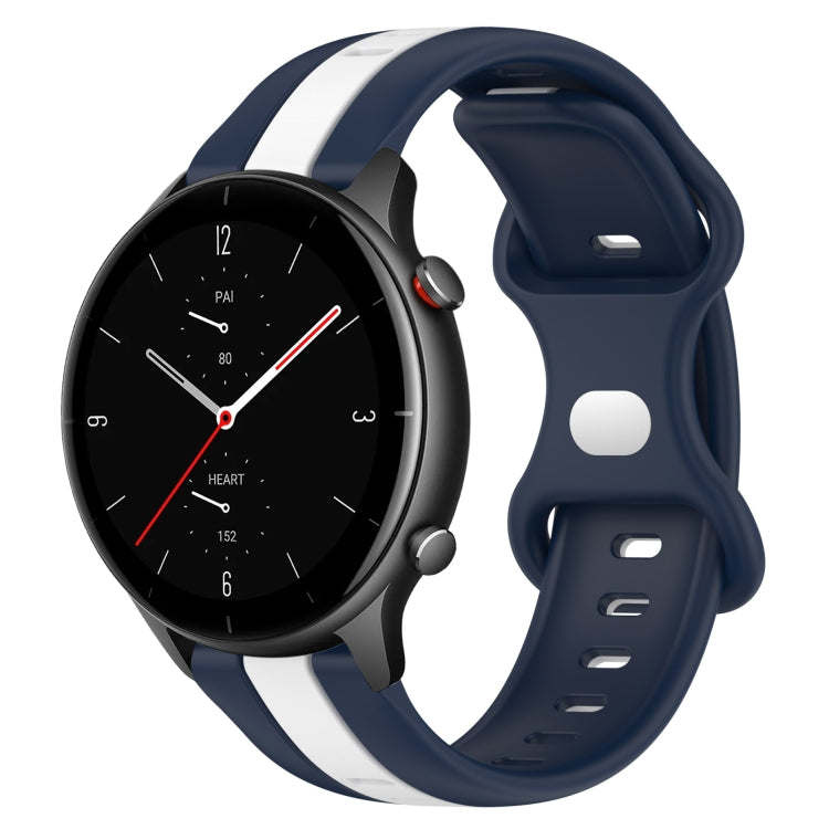 22mm Butterfly Buckle Two-Color Silicone Watch Band, For Amazfit GTR 3 Pro, For Amazfit GTR 2e