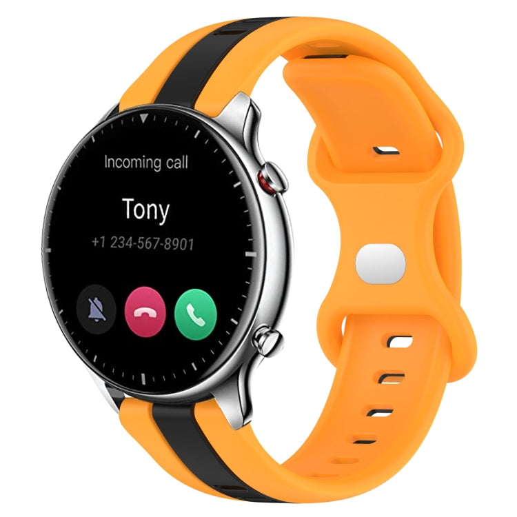 22mm Butterfly Buckle Two-Color Silicone Watch Band, For Amazfit GTR 2, For Amazfit 3