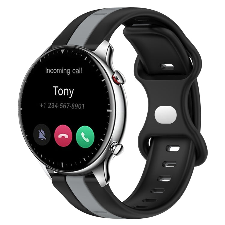 22mm Butterfly Buckle Two-Color Silicone Watch Band, For Amazfit GTR 2, For Amazfit 3