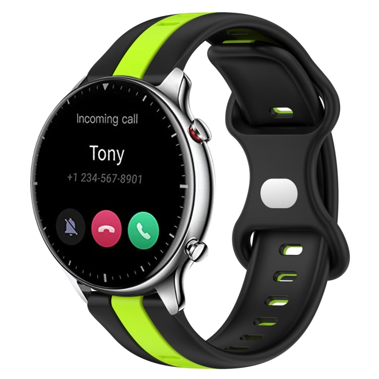 22mm Butterfly Buckle Two-Color Silicone Watch Band, For Amazfit GTR 2, For Amazfit 3