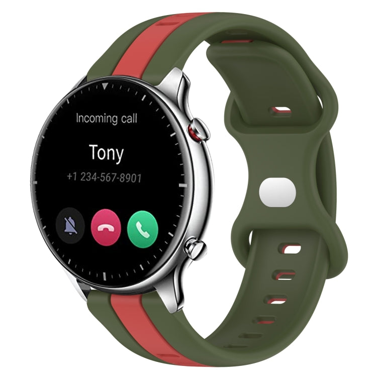 22mm Butterfly Buckle Two-Color Silicone Watch Band, For Amazfit GTR 2, For Amazfit 3