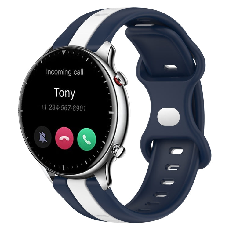 22mm Butterfly Buckle Two-Color Silicone Watch Band, For Amazfit GTR 2, For Amazfit 3