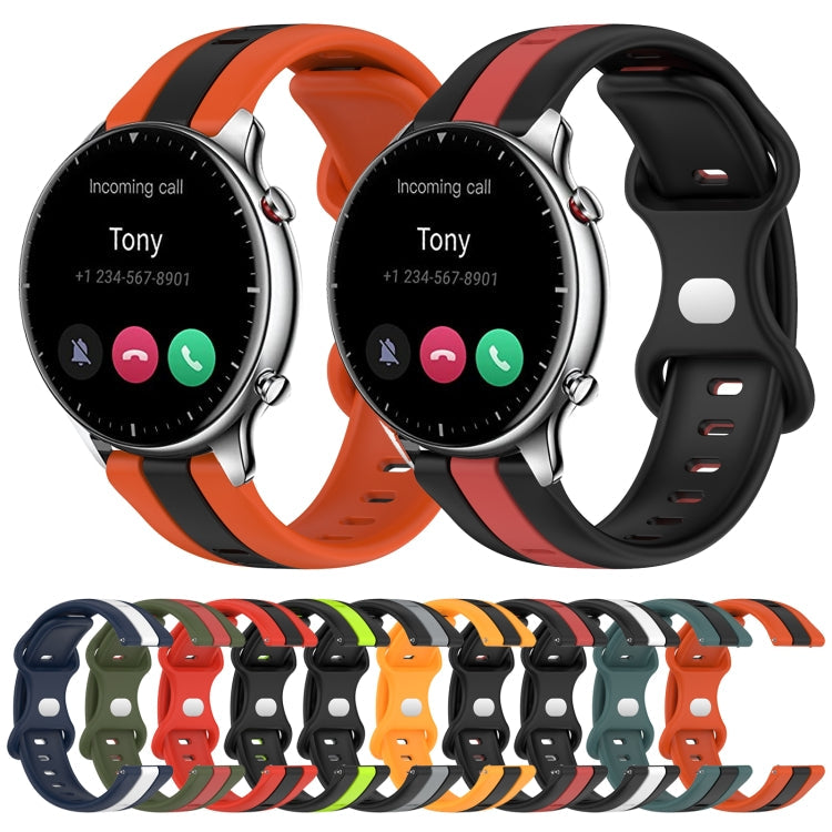 22mm Butterfly Buckle Two-Color Silicone Watch Band, For Amazfit GTR 2, For Amazfit 3