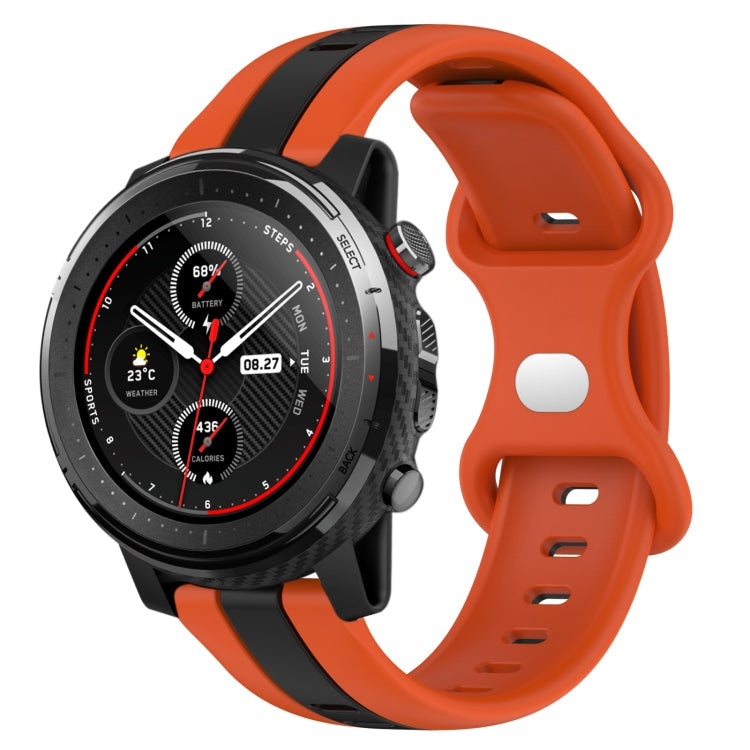 22mm Butterfly Buckle Two-Color Silicone Watch Band, For Amazfit GTR 2, For Amazfit 3