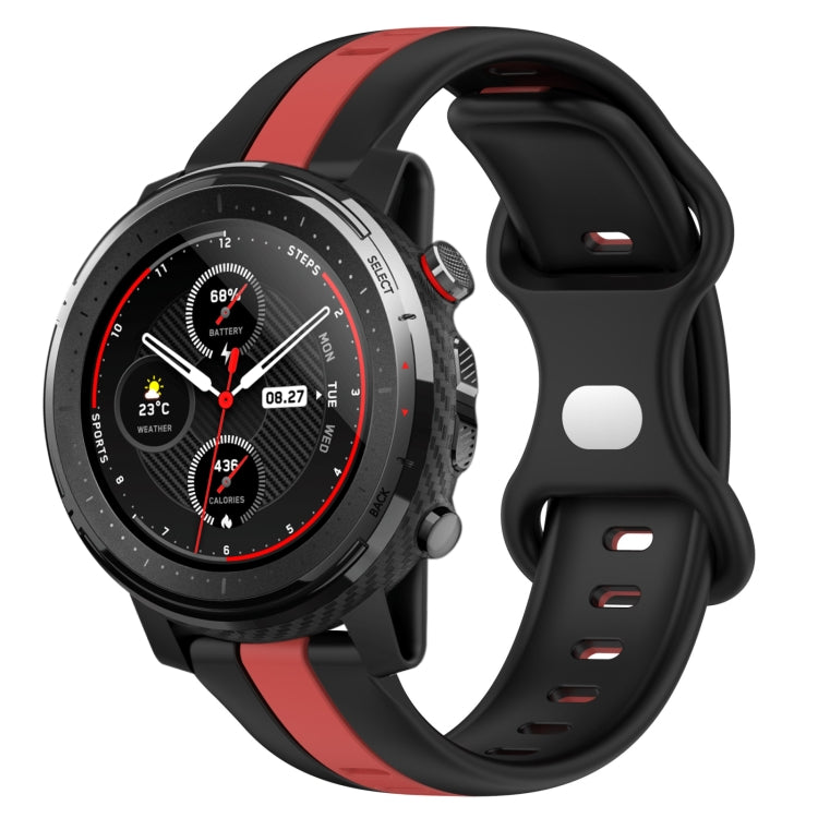 22mm Butterfly Buckle Two-Color Silicone Watch Band, For Amazfit GTR 2, For Amazfit 3