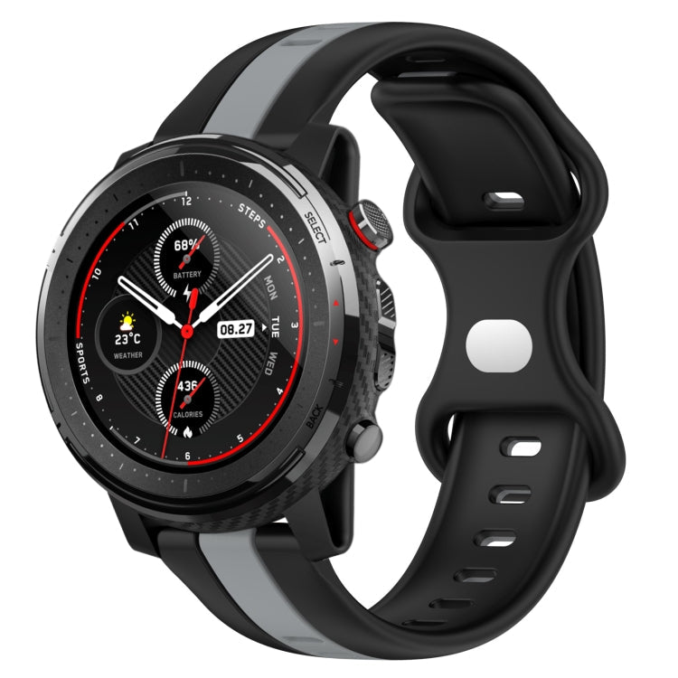 22mm Butterfly Buckle Two-Color Silicone Watch Band, For Amazfit GTR 2, For Amazfit 3