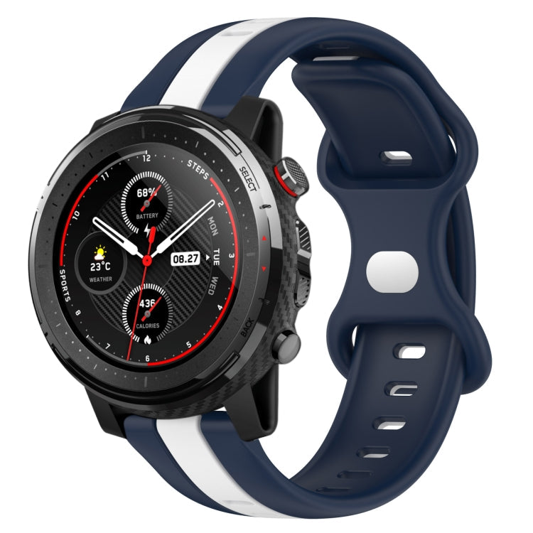 22mm Butterfly Buckle Two-Color Silicone Watch Band, For Amazfit GTR 2, For Amazfit 3