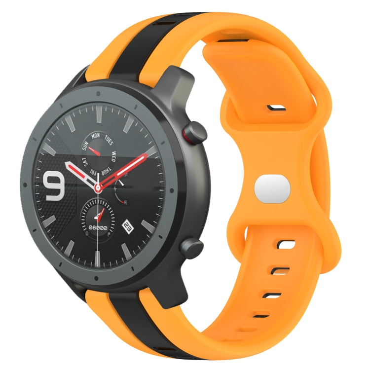 22mm Butterfly Buckle Two-Color Silicone Watch Band, For Amazfit GTR 47mm