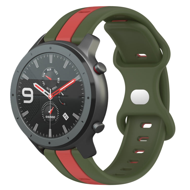 22mm Butterfly Buckle Two-Color Silicone Watch Band, For Amazfit GTR 47mm