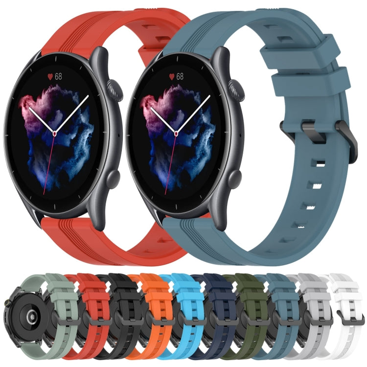 22mm Concave Striped Slicone Watch Band, For Amazfit GTR 3 Pro, For Amazfit GTR 2e